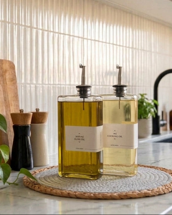 Set of (2) Oil bottles square+أستكرين  (code 294)(سلڤر)