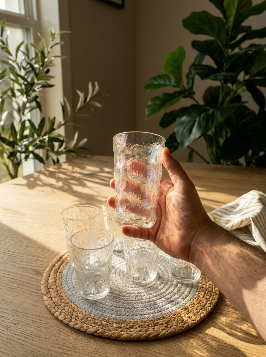 طقم ٦ قطع حرف جولد (شفاف) Ice glass cup (large) (code448)