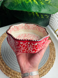 طاجن أحمر صغير  22cm(مدور)code04 (حرف زيجزاج)