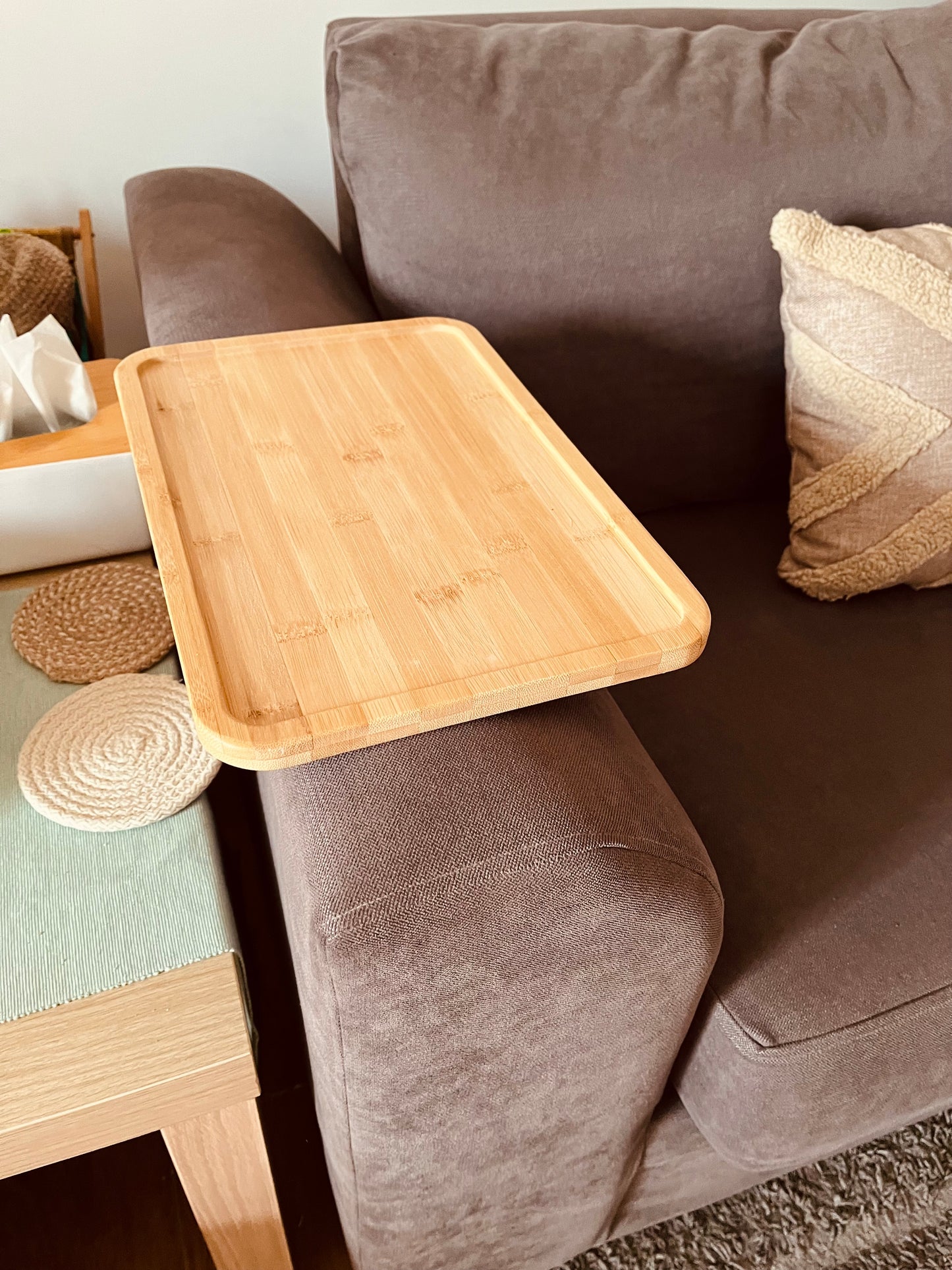 أستند يد  مستطيل الكنبه سوسته خشب بمبو (code040)