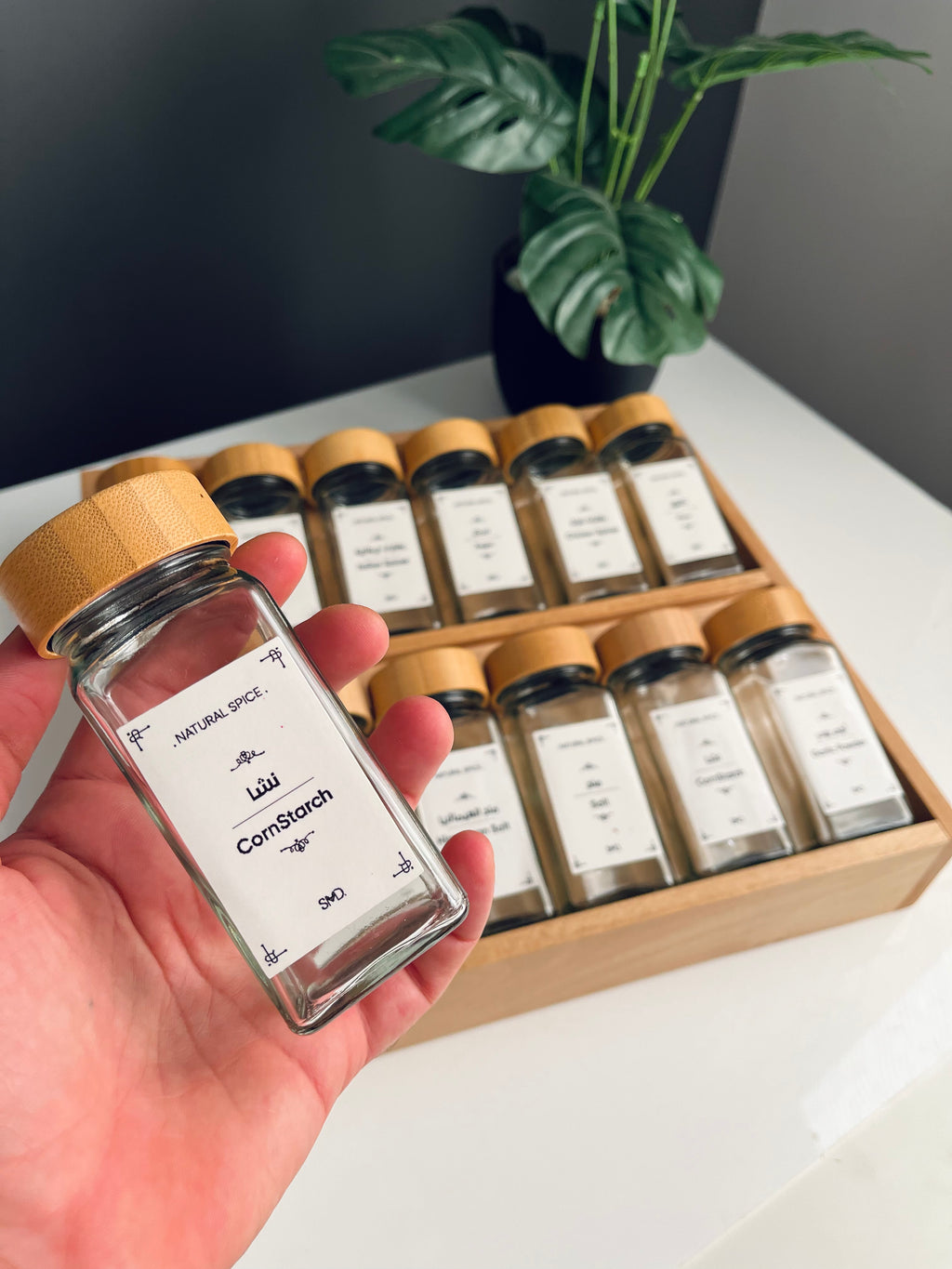 Set 12 glass  square jars 150ML+ Drawer organizer (without sticker)
