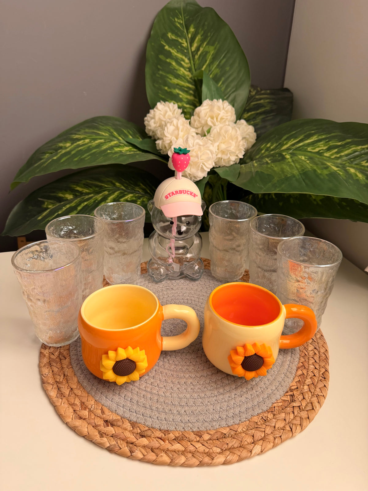 (Bundle)6glass cups-starbucks mug-2 porcelain mugs