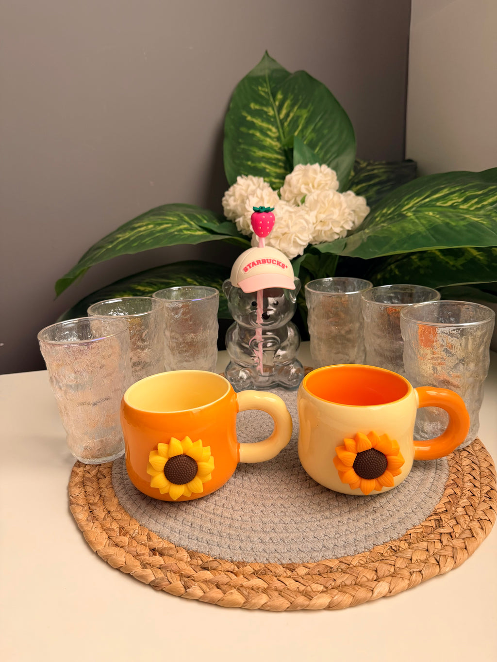 (Bundle)6glass cups-starbucks mug-2 porcelain mugs