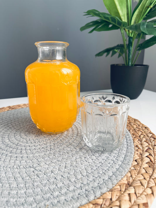 Glass bottle 500ml with cup 130ml (crystal) texture