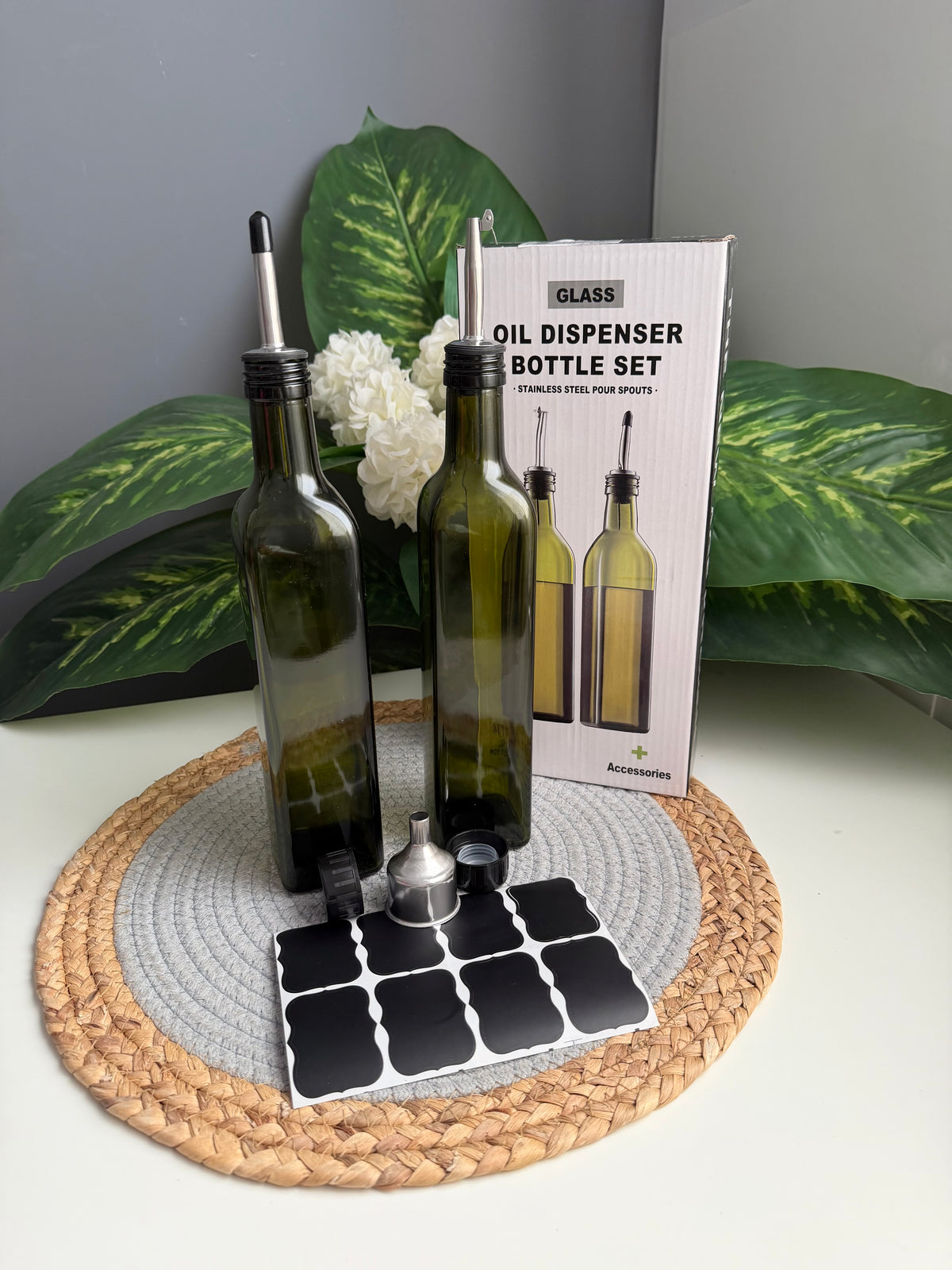 زيت ريتون Set of 2 glass oil bottles 450ml (code295)