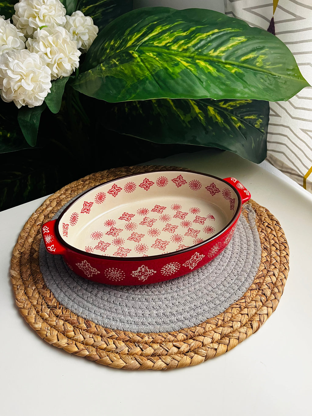 طاجن أحمر وسط 26cm(بيضاوى)code21