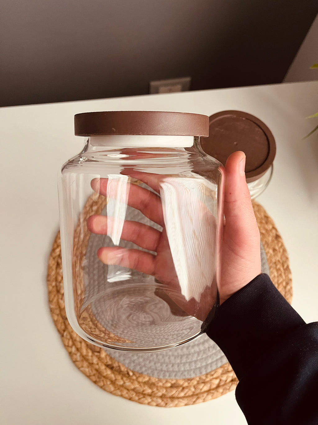 Set of 3 jars different sizes (code041)غطاء بلاستك خشبى