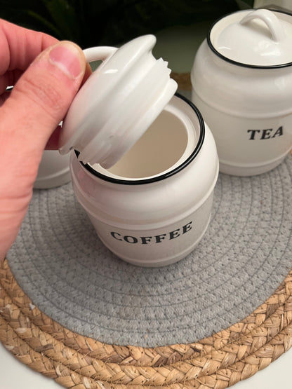 Set of 3 porcelain jars(coffe/sugar/tea)0.9L