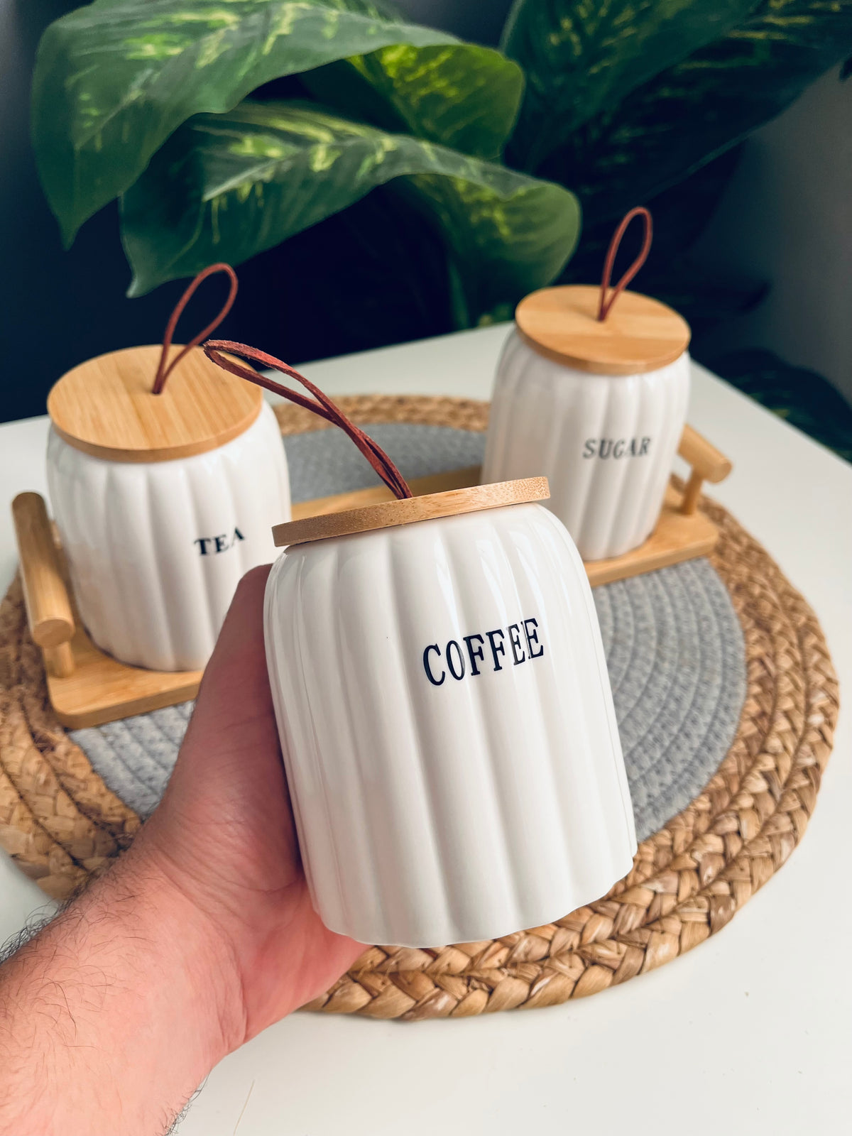 Set of coffe-sugar-teaمضلع(size 500ml)code65-47