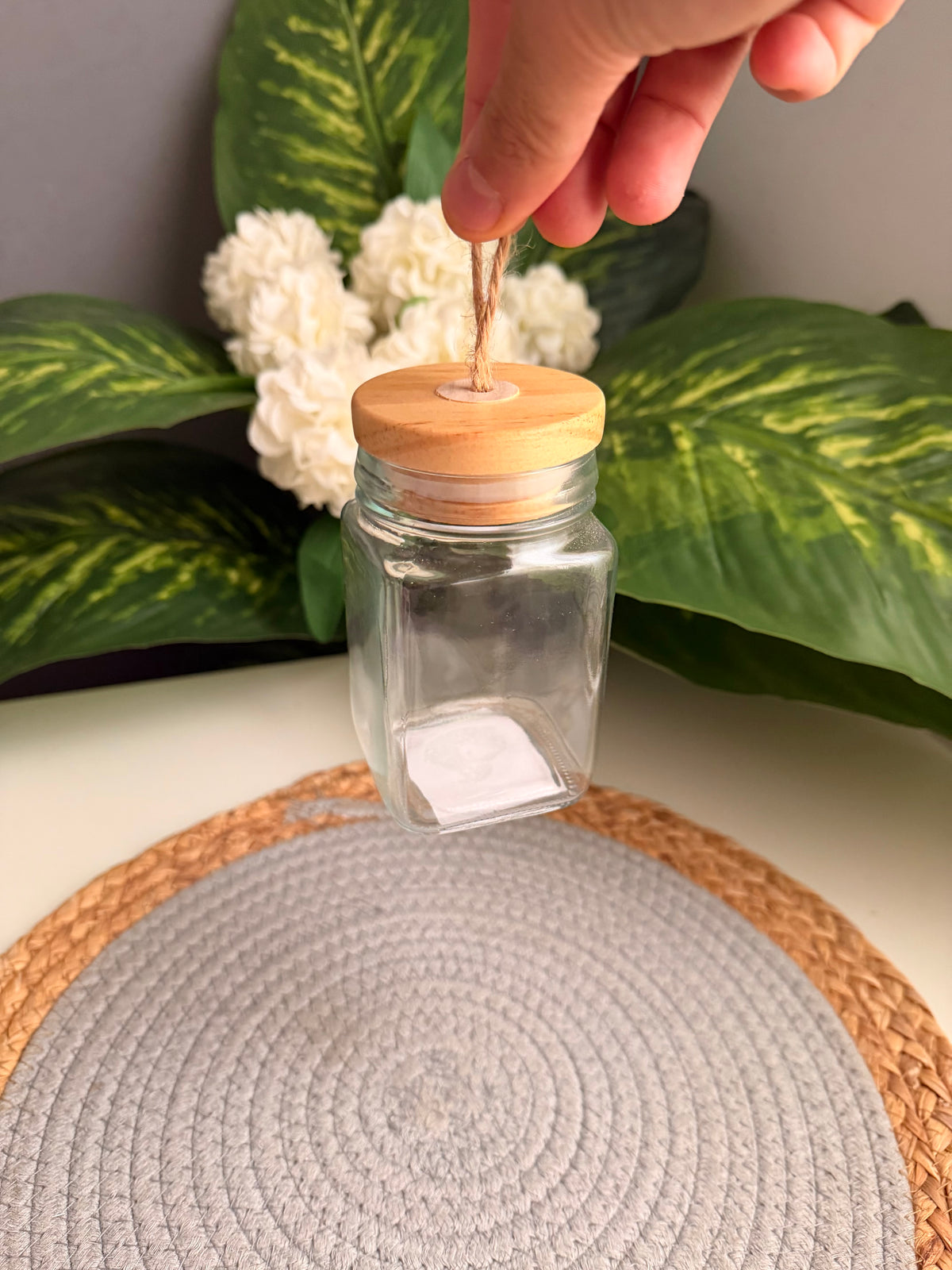 One glass jar 350ml (مستاطيل بالقطعه) (code333)