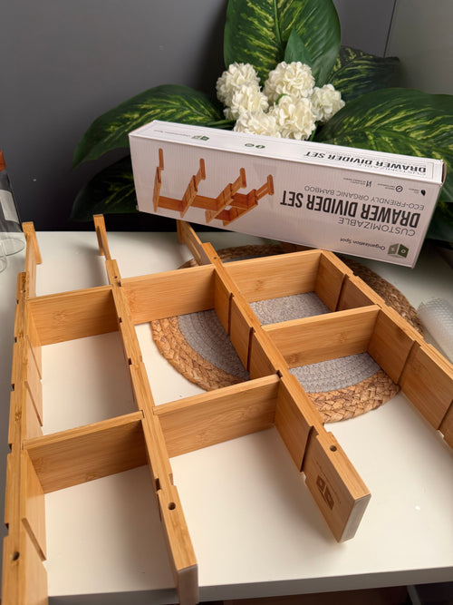 Drawer divider مقسم الدرج (بمبو)11قطعه +مفرش بلاستك مقوى(code22)