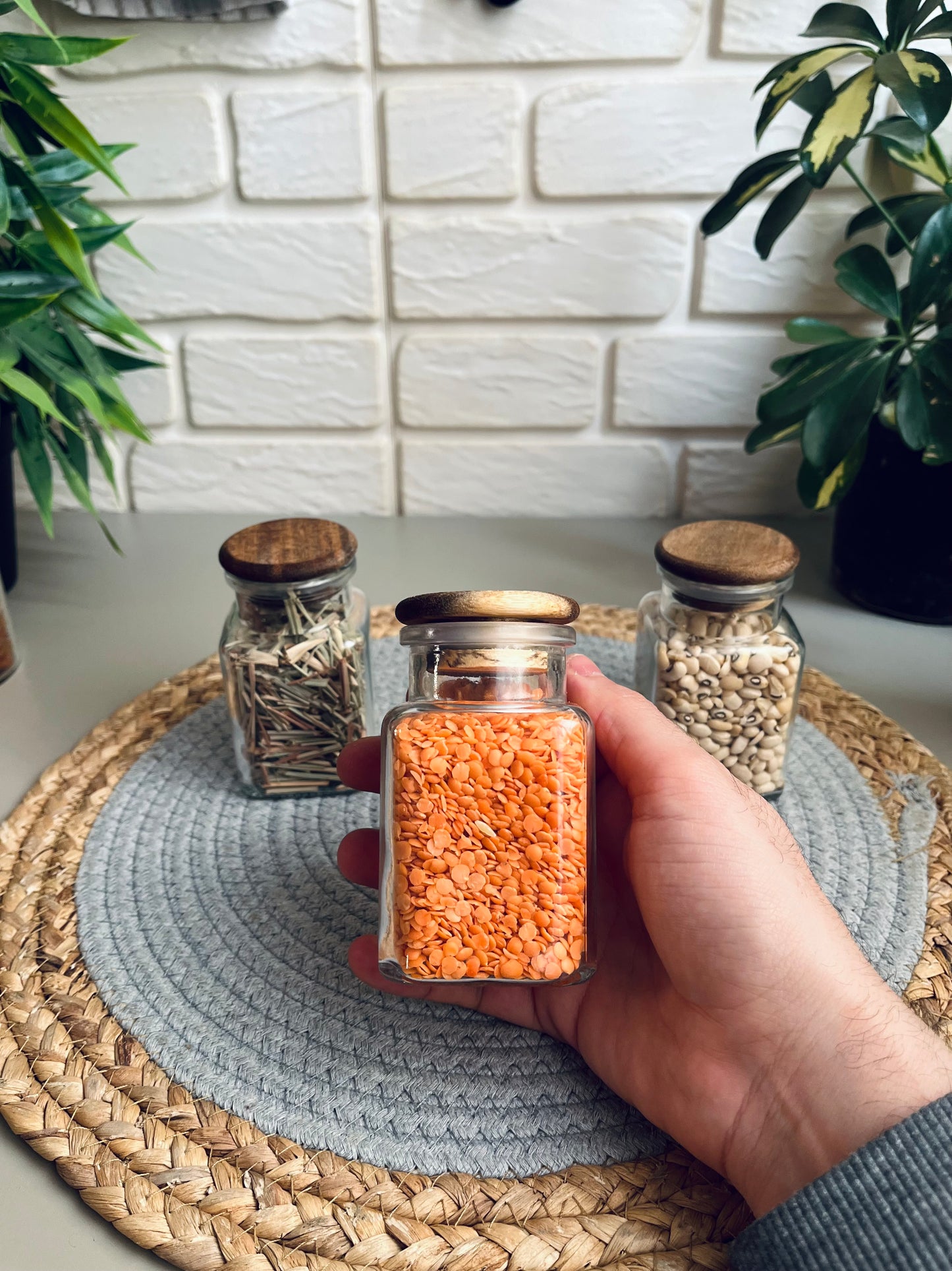 Set of 3 mini square jars(code1966-101)