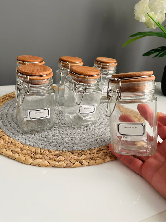 Set of 6 glass  (كلبس) jars 300ml