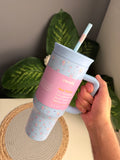زجاجه OWALA حجم كبير (كود 966)-أزرق ورد-1200ml