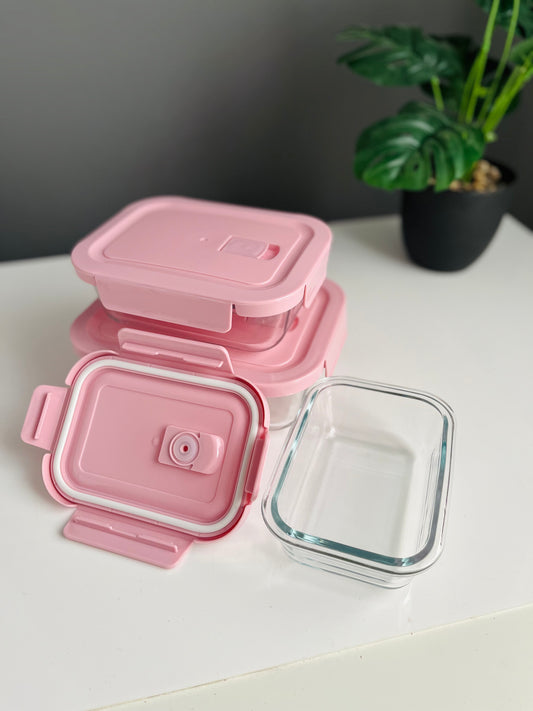 Set of 3 fridge boxes (pink)(410ml-680ml-1040ml)