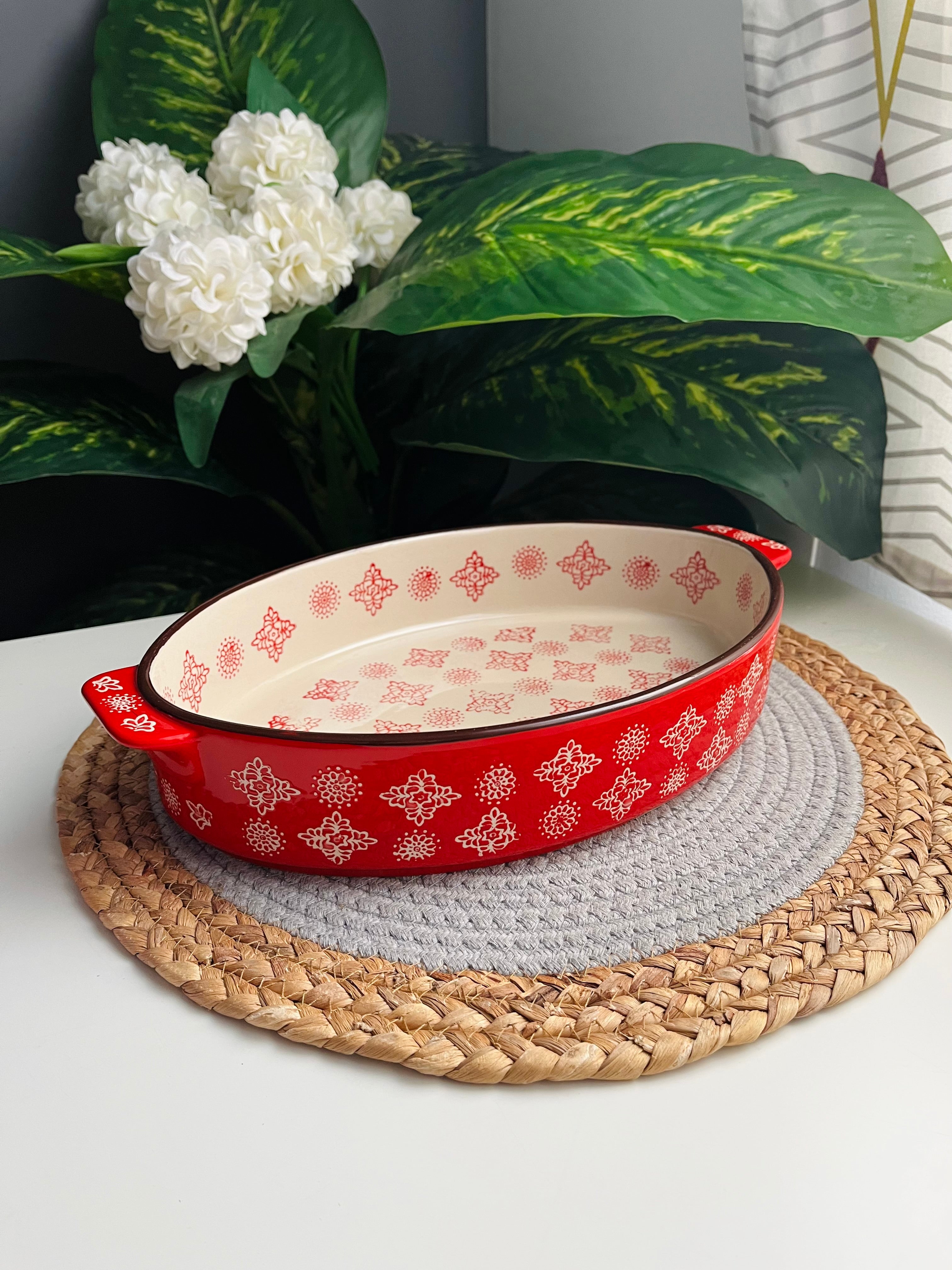 طاجن أحمر كبير 32cm(بيضاوى)code21