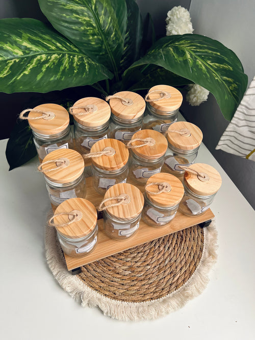 (curvy) 12 glass jars 200ml +mixed stairs