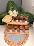 Set of 12 glass jars (code316)+bamboo organizer(C360)+sticker(رسومات)