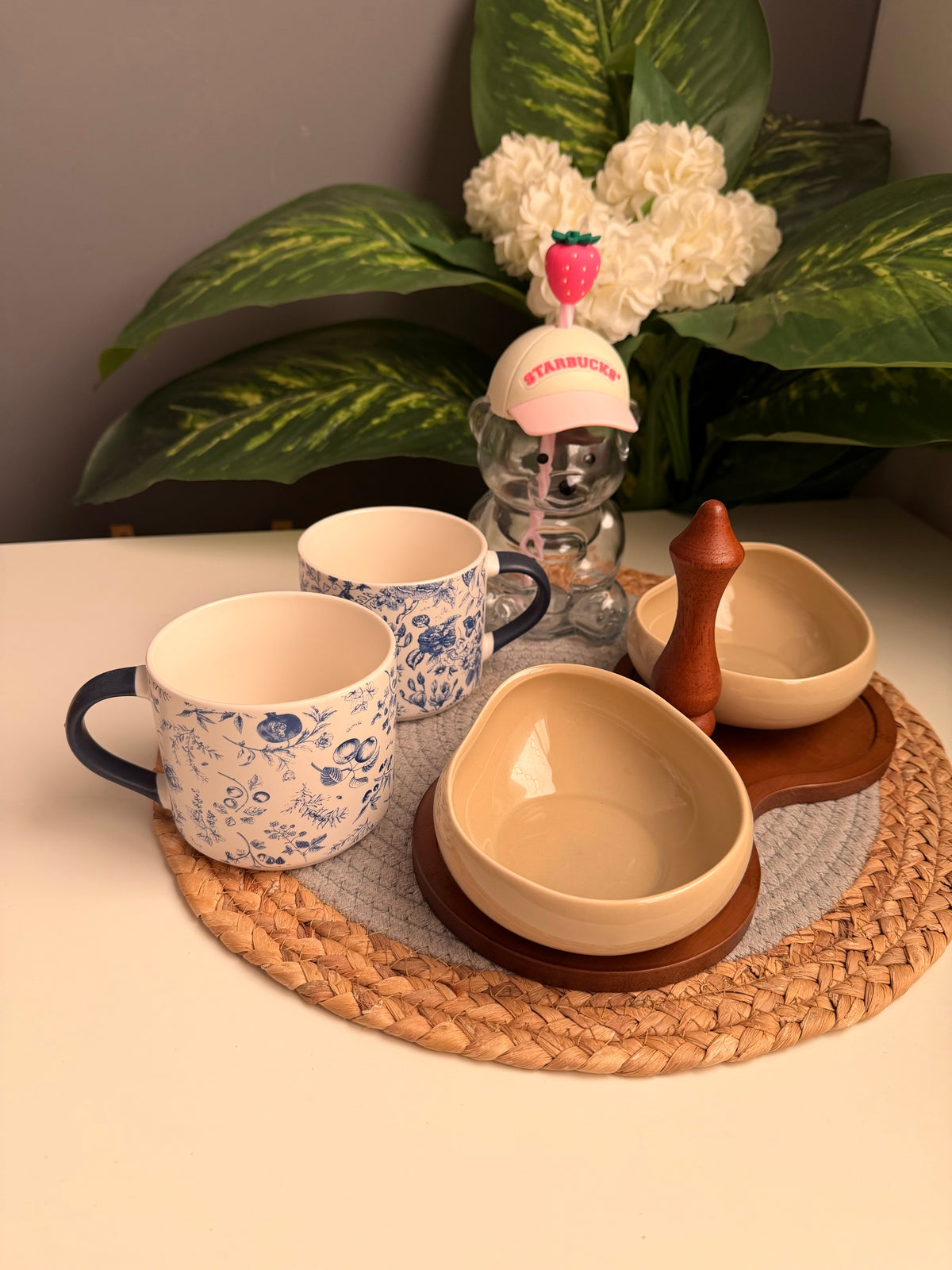 (Bundle)starbucks mug-porcaline nuts p-2 porcaline mugs blue