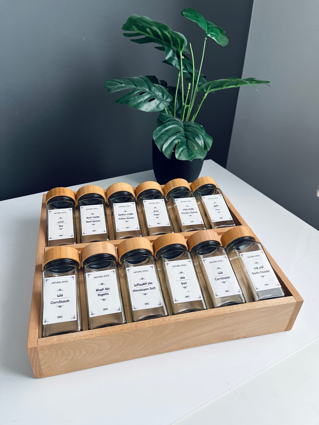 Set 12 glass  square jars 150ML+ Drawer organizer (without sticker)