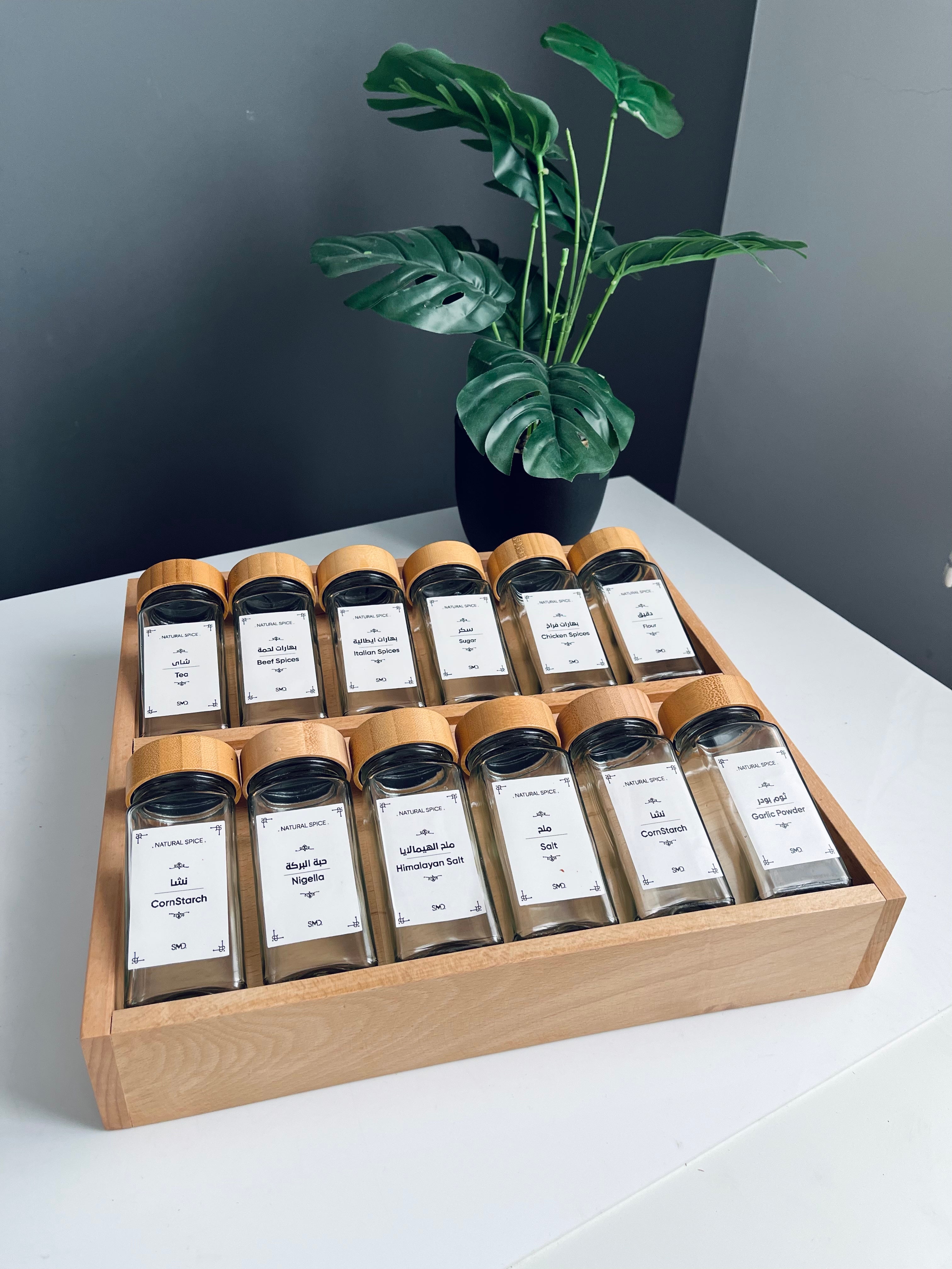 Set 12 glass  square jars 150ML+ Drawer organizer (without sticker)