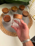 Set of 6 glass jars (175ml)غطاء غامق code53