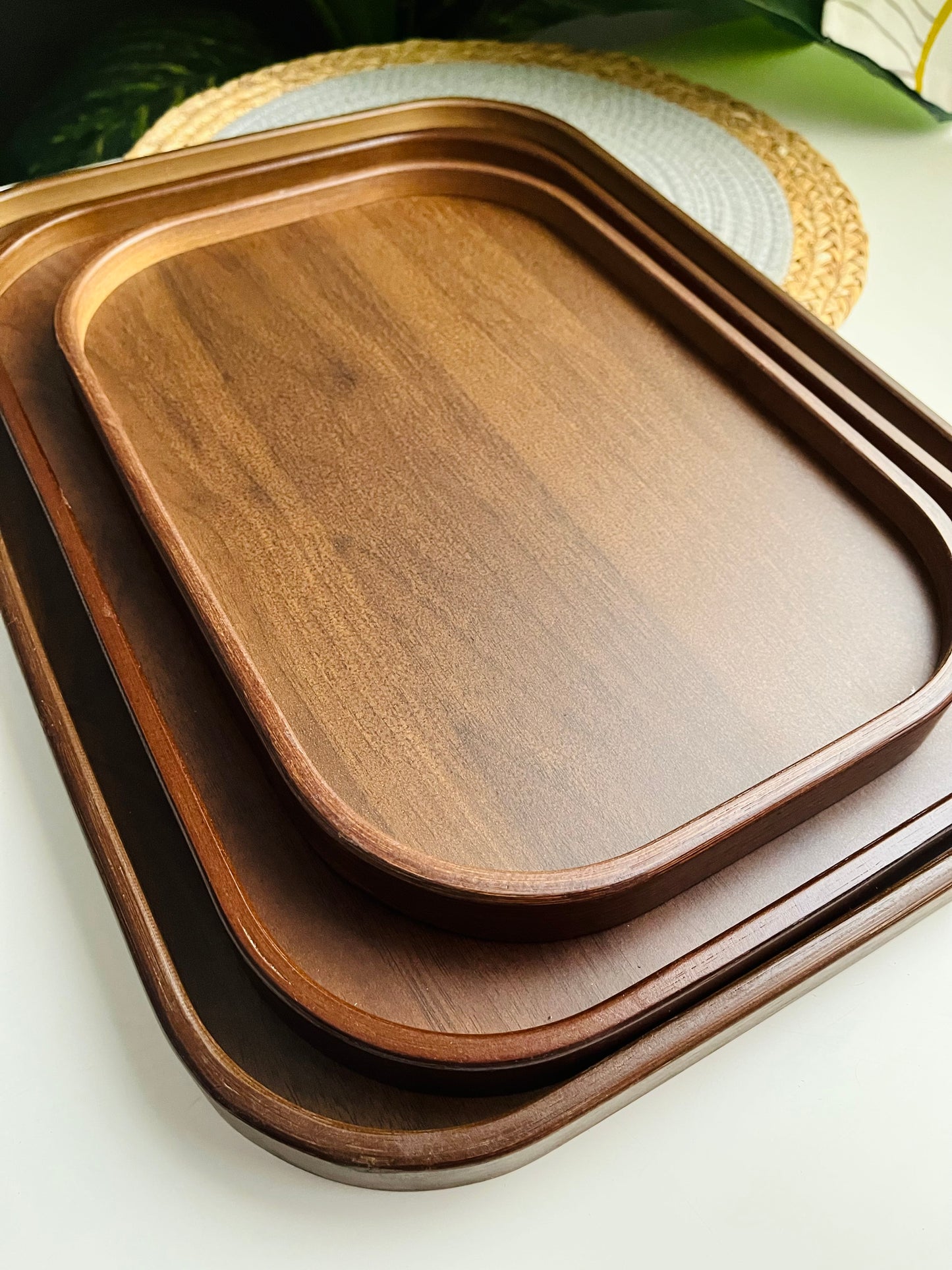 Set of 3 woode trays (مستطيل جديد كيرڤى) (c A39-192)