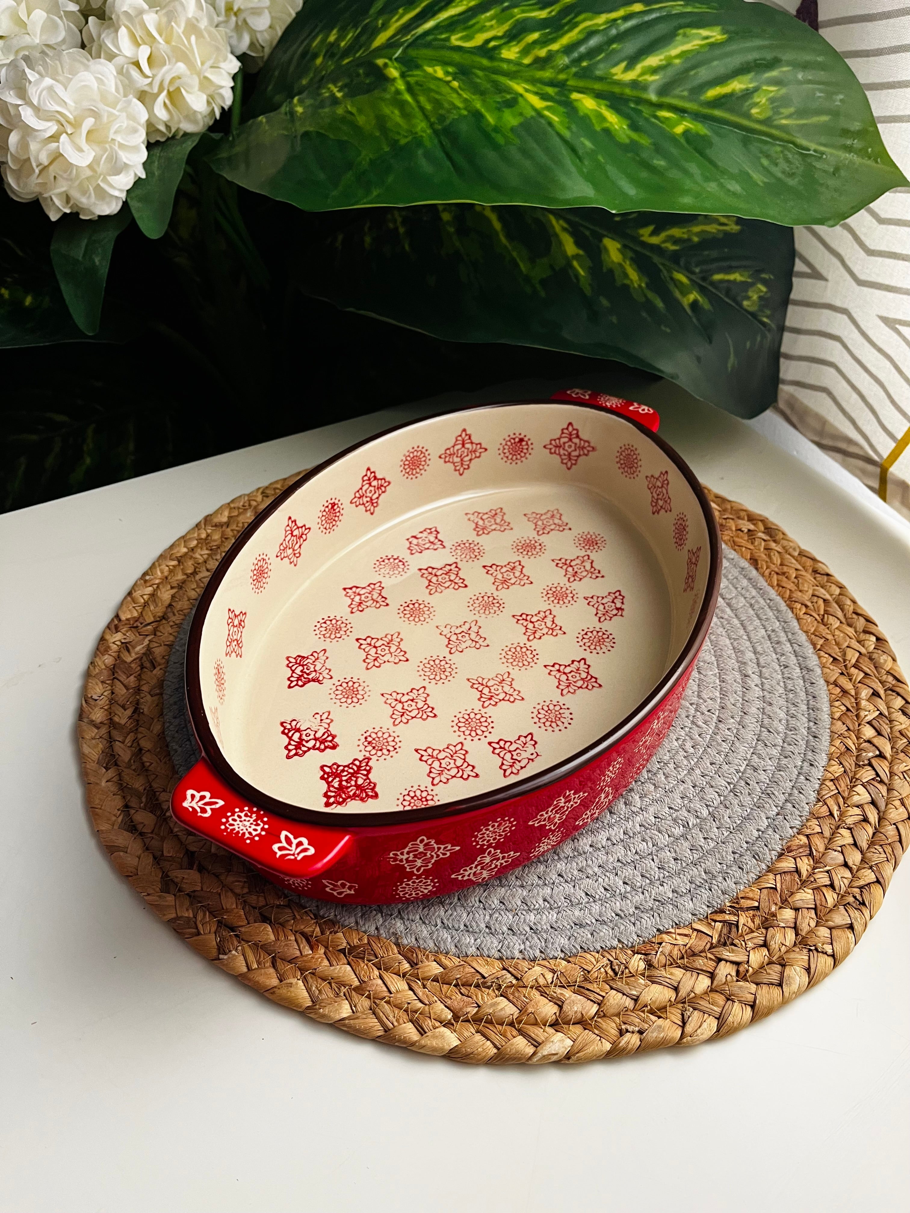 طاجن أحمر كبير 32cm(بيضاوى)code21