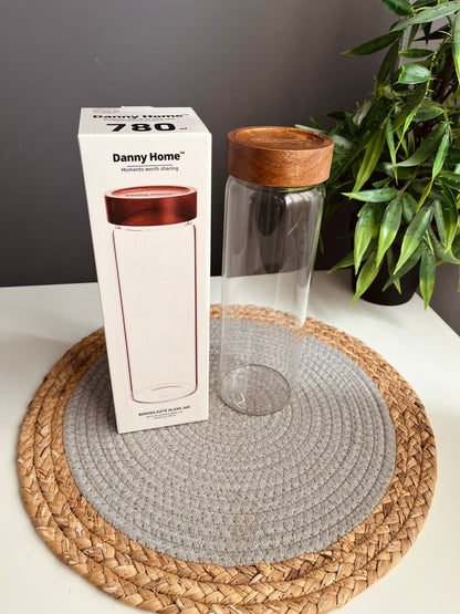 One glass jar (Danny home)780ml(جديد)غطاء غامق (بالقطعه)