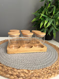 Set of 6 glass jars 120ml +holder (C23)