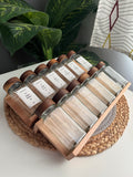 Set of 12 glass jars (150ml)غطاء غامق +2 organizers
