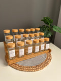 Set of 18 glass jars 150ml +( small bamboo stairs )