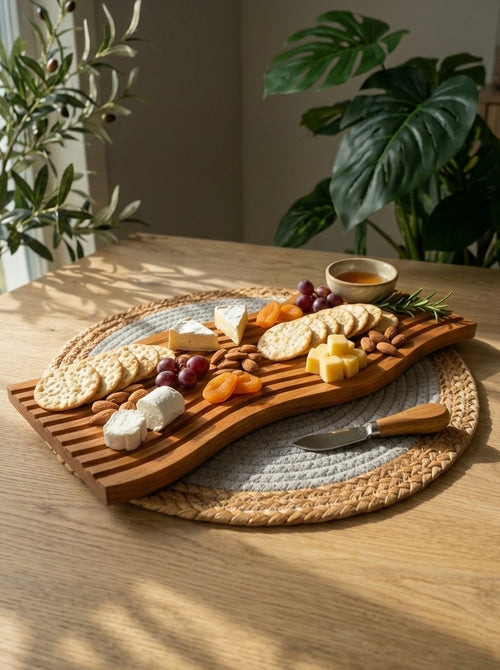 One bamboo tray- 40cm*18cm(حلزونى) (غامق)code 78