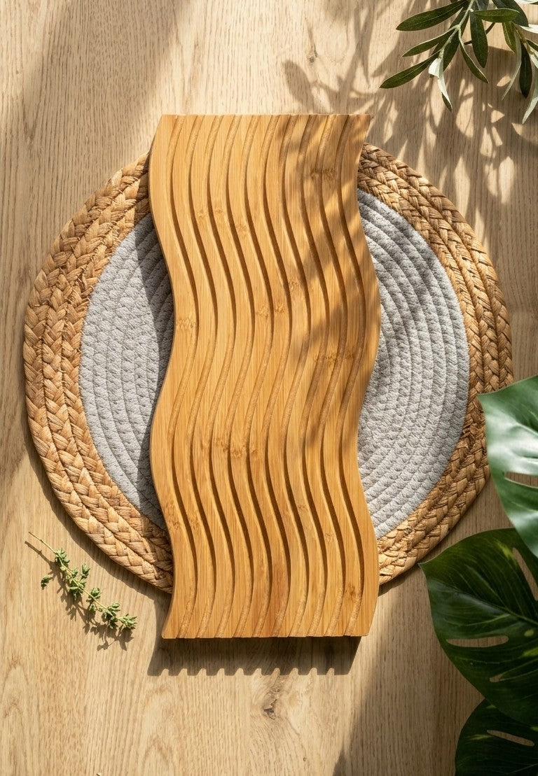 One bamboo tray- 40cm*18cm(حلزونى) (غامق)code 78