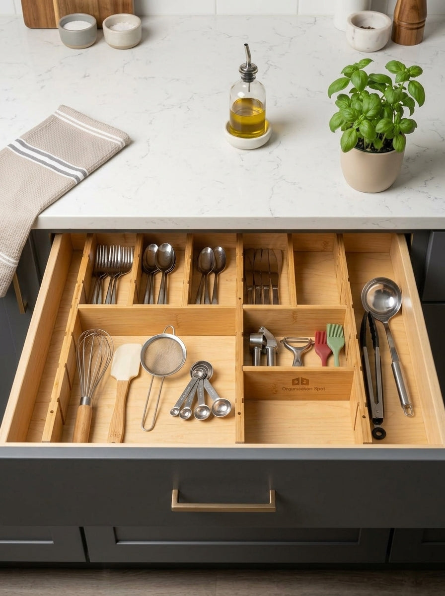 Drawer divider مقسم الدرج (بمبو)11قطعه +مفرش بلاستك مقوى(code22)