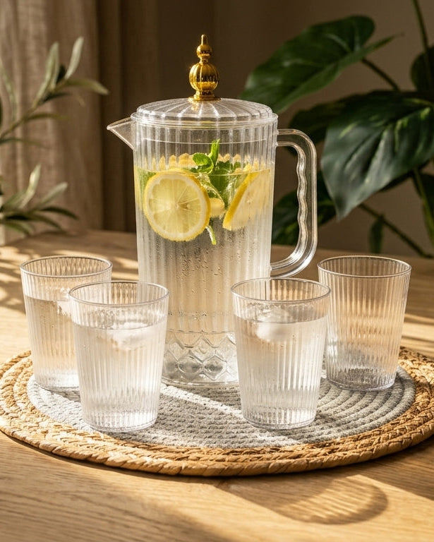 طقم ٤كوبيات و دورق (جولد) أكريلك (c939)