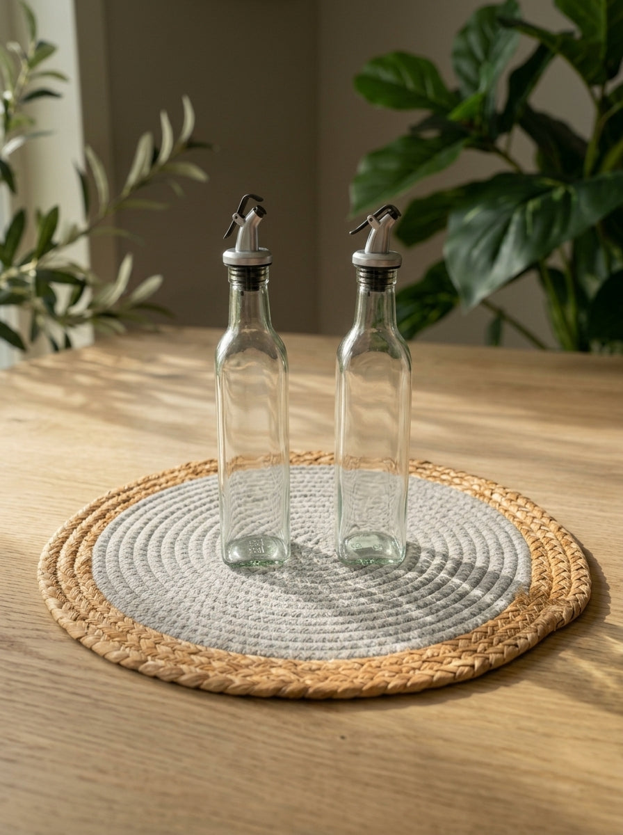 Set of 2 glass oil bottles 450ml