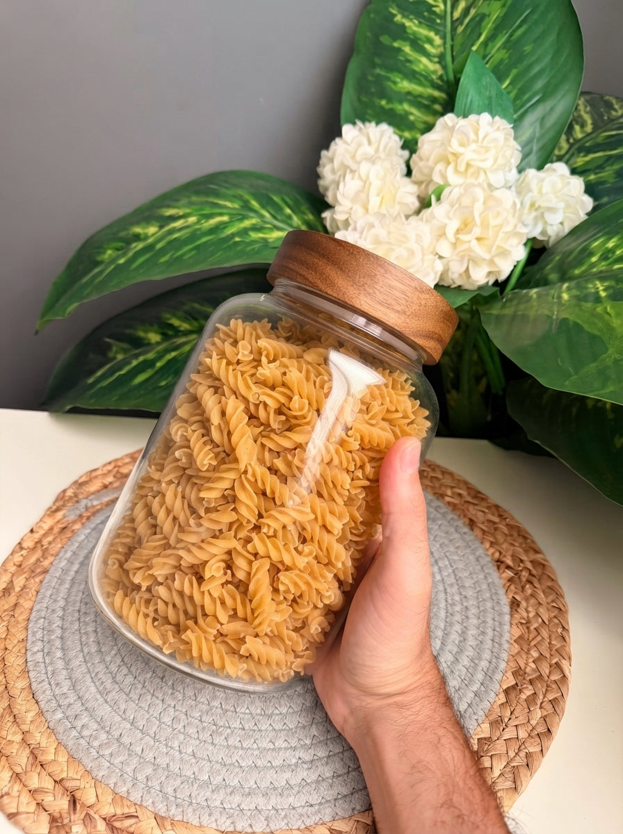 glass jar(new) (code312)(20cm) غطاء غامق