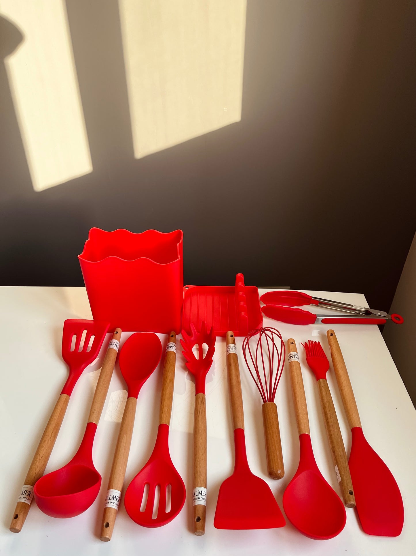 Red Set of  13 silicone utensils