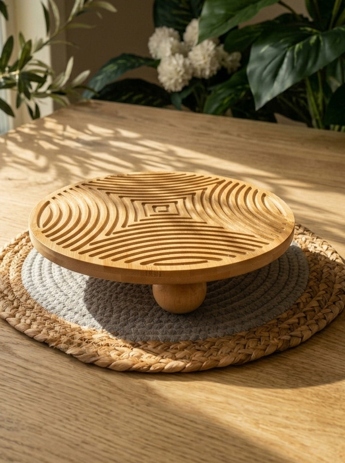 Stand bamboo 3 ballsقاعده ديكور (مدور)  بمبوو(code166)