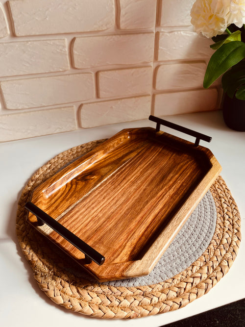 (NEW) Wooden tray small size 22x35cm(سرسوع غامق)