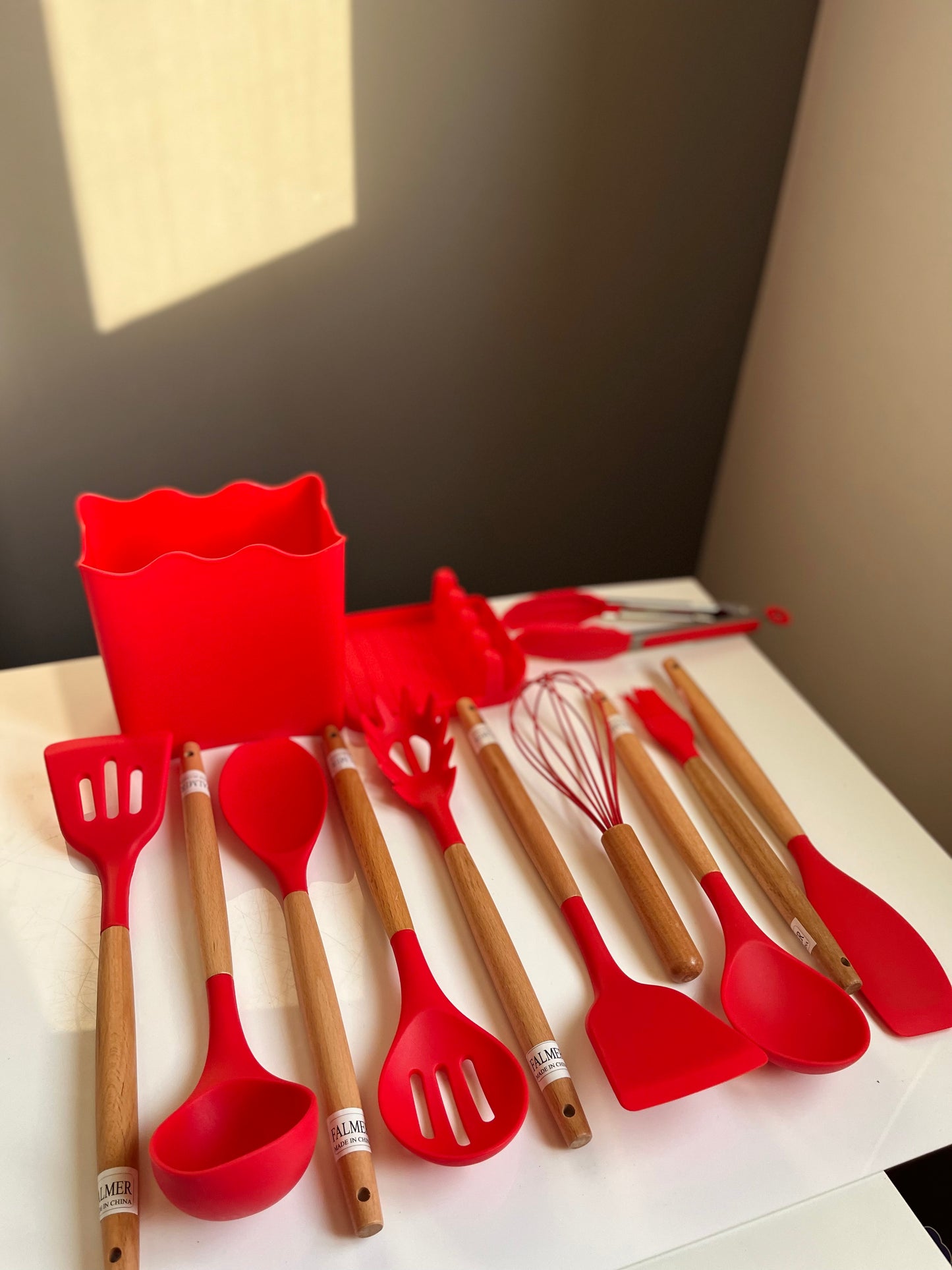 Red Set of  13 silicone utensils