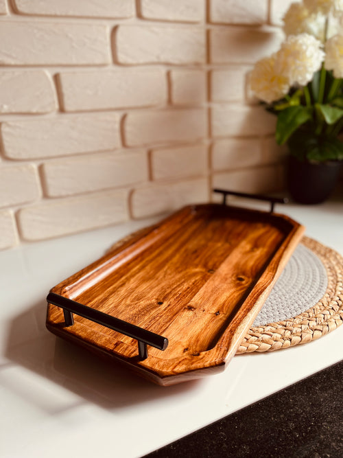 (NEW) Wooden tray 25x45 cm( سرسوع غامق)