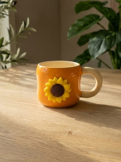 Sun flower mug (عباد الشمس) (برتقالى )