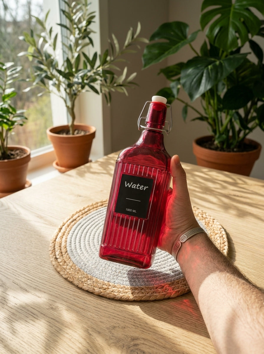 Glass (red) bottle(c54)