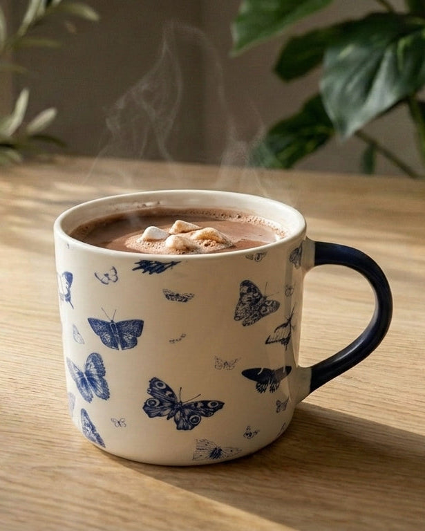 1 Blue Butterfly mug porcelain (code1941) (فراشه)
