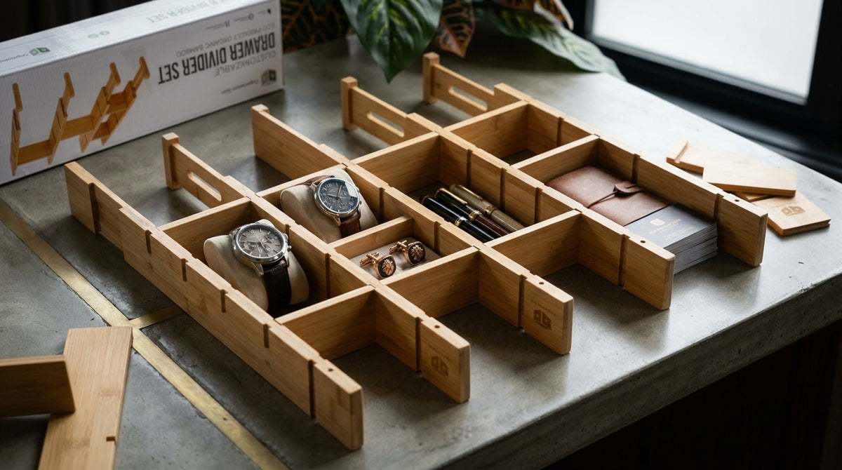 Drawer divider مقسم الدرج (بمبو)11قطعه +مفرش بلاستك مقوى(code22)