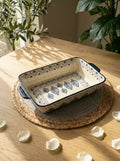 Tajin porcelain  (code206) طاچن بورسلين  (1.3L)25cm*18cmمستطيل رسومات