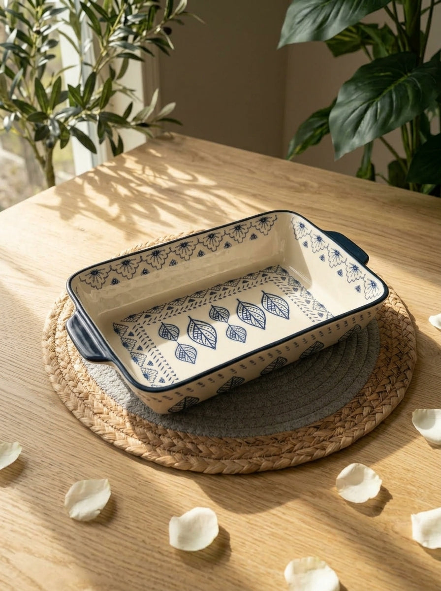Tajin porcelain  (code206) طاچن بورسلين  (1.3L)25cm*18cmمستطيل رسومات