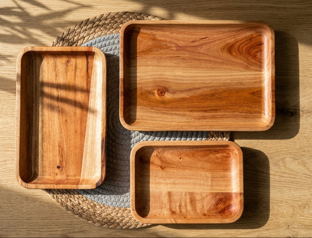 Set of 3 (kay) Wooden plates